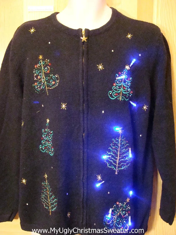 Christmas Decorative Candles Light Up Christmas Sweater Bling Holiday Trees