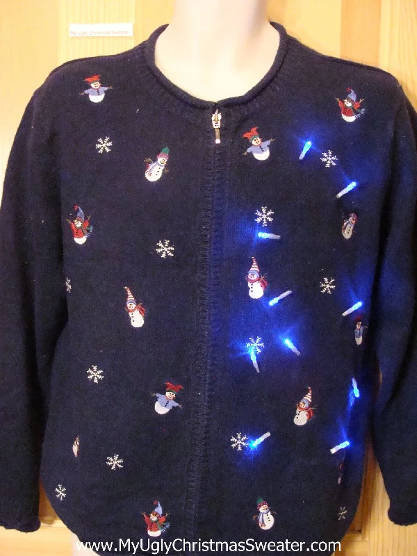 Christmas Cozy Outfits Light Up Christmas Sweater Toppling Snowmen