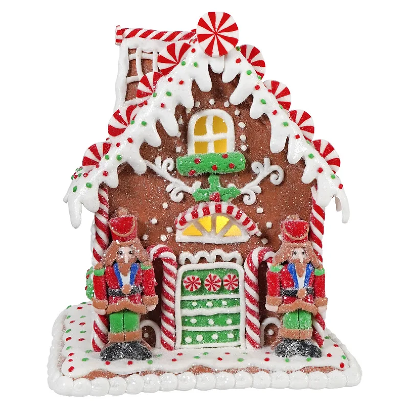 Lighted Clay Dough Nutcracker Gingerbread House