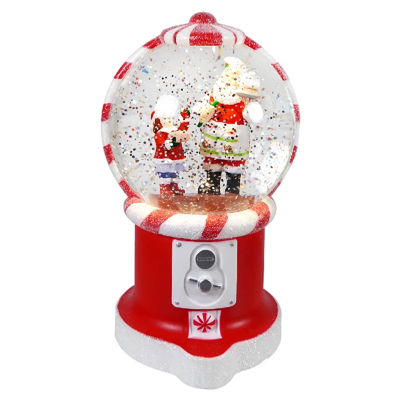 Lighted Spinning Santa Peppermint Candy Water Globe