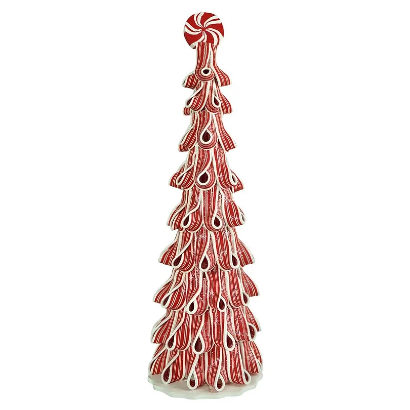 Lighted Tall Peppermint Ribbon Tree