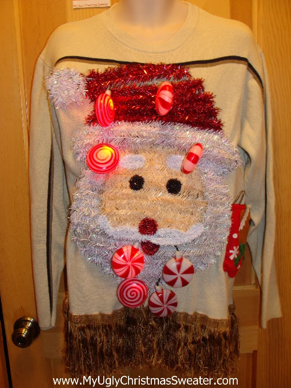 Christmas Glitter Ornaments Mens Funny Ugly Christmas Sweater with Lights and Music 3D