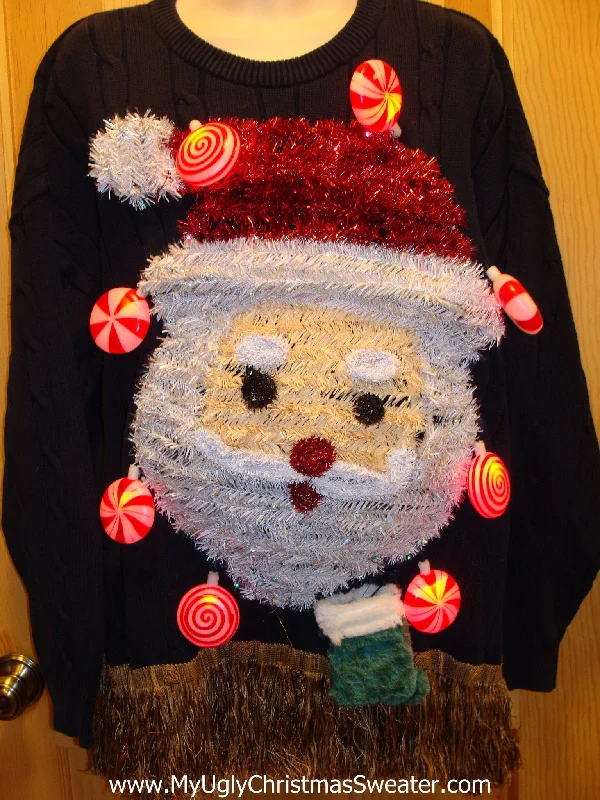 Christmas Starry Lights Mens Funny Ugly Christmas Sweater with Lights and Music 3D