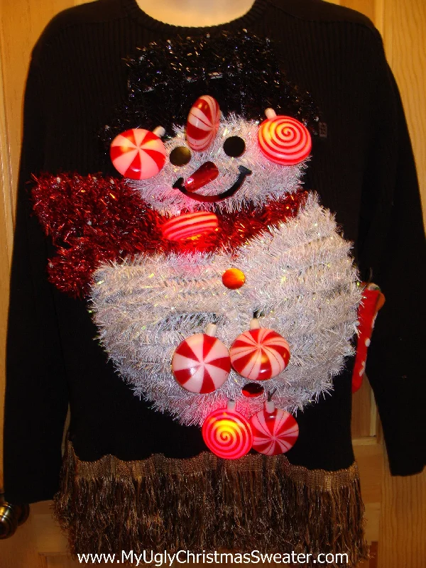 Christmas Snowy Windows Mens Funny Ugly Christmas Sweater with Lights and Music 3D