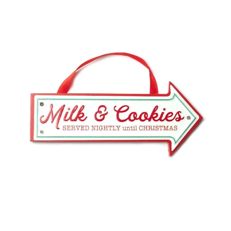 Christmas Snowy Pathways Milk and Cookies Arrow Sign 8x18cm 0818007