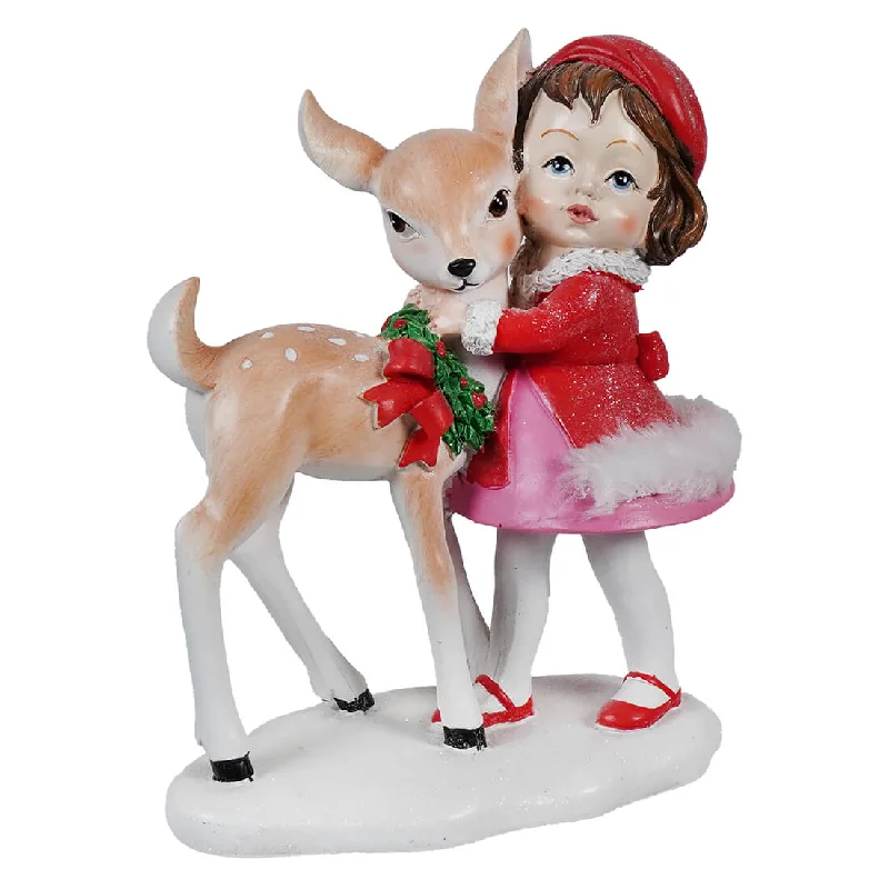 Resin Child With Deer Table Piece