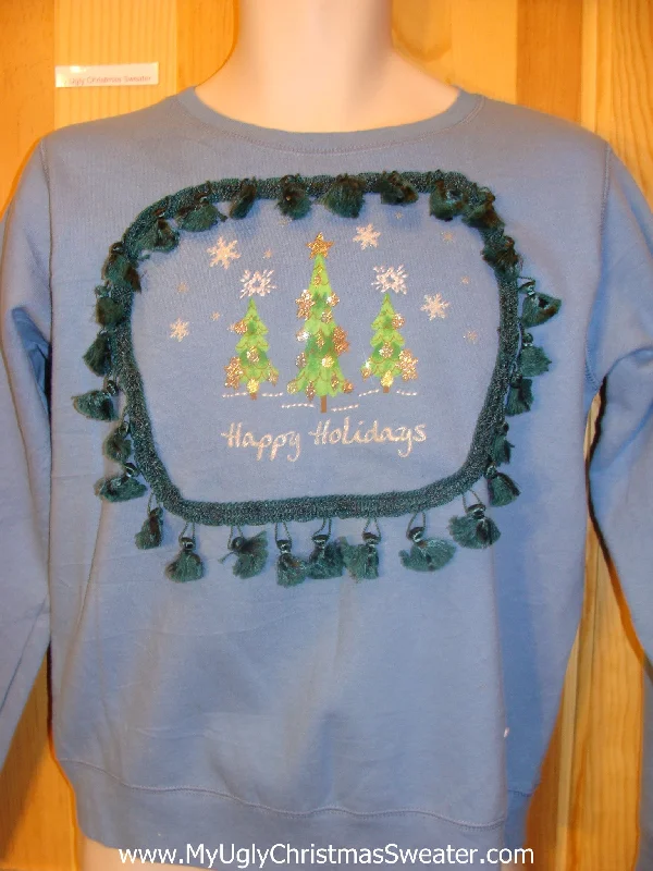 Christmas Baking Smells Tacky Christmas Sweatshirt Happy Holidays with Tassels