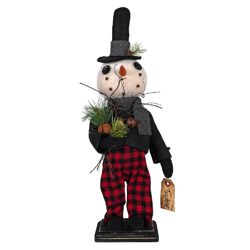 Tucker Snowman Wearing Red Plaid Pants & Top Hat