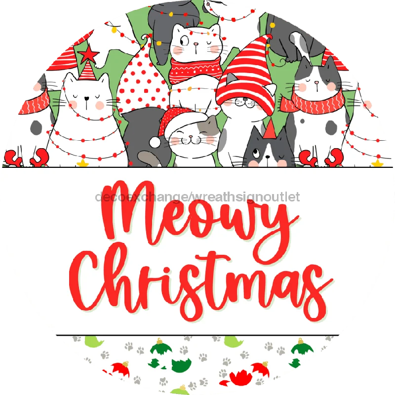 Vinyl Decal, Christmas Vinyl Decal, Cat Vinyl Decal, DECOE-2396, Sign For Wreath, Round Sign, 10" Vinyl Decal