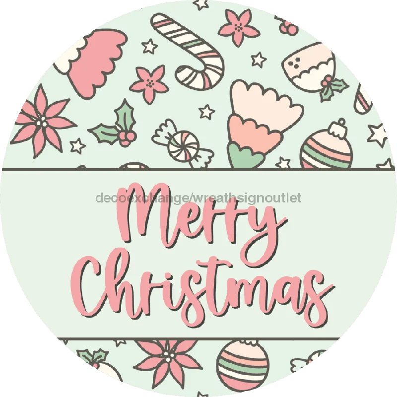 Vinyl Decal, Christmas Vinyl Decal, Vintage Christmas, Candy Christmas, DECOE-2389, Sign For Wreath, Round Sign, 10" Vinyl Decal