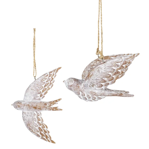 White Washed Flying Bird Ornament