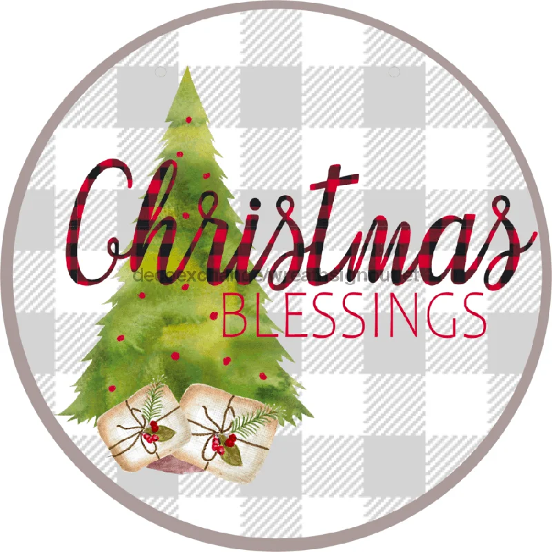 Wreath Sign, Christmas Sign, Christmas Blessing, 10" Round, Metal Sign, DECOE-737, Sign For Wreath, 10" Metal Sign