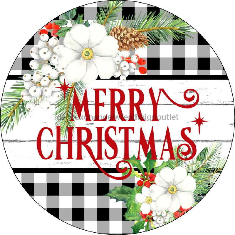 Wreath Sign, Christmas Sign, Merry Christmas Sign, DECOE-2108, Sign For Wreath, Round Sign, 11.75" Metal Sign