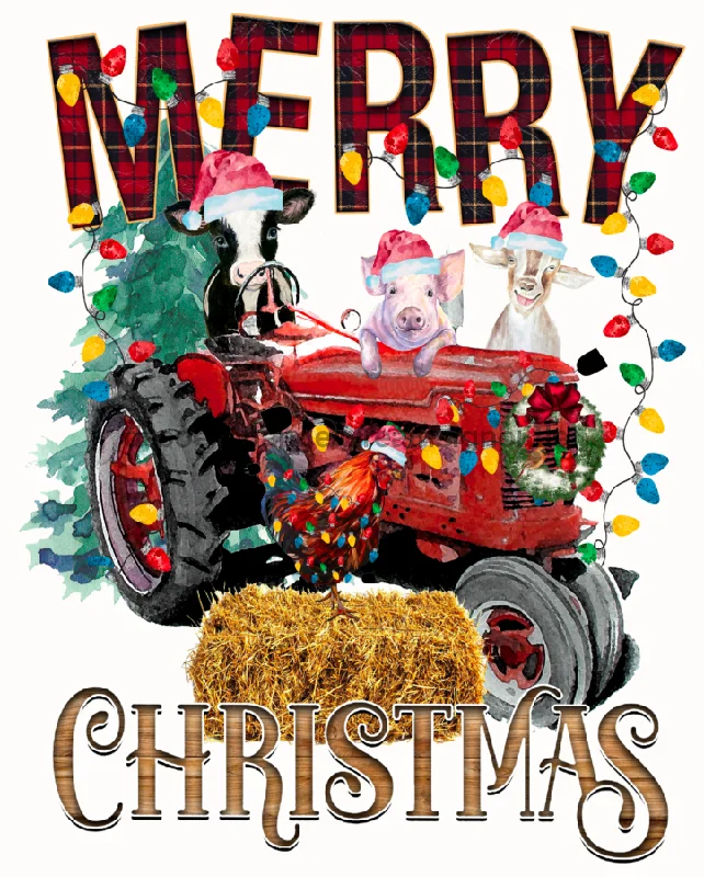 Wreath Sign, Christmas Tractor, Farm Christmas Sign, DECOE-965, Sign For Wreath, 8x10" Metal Sign