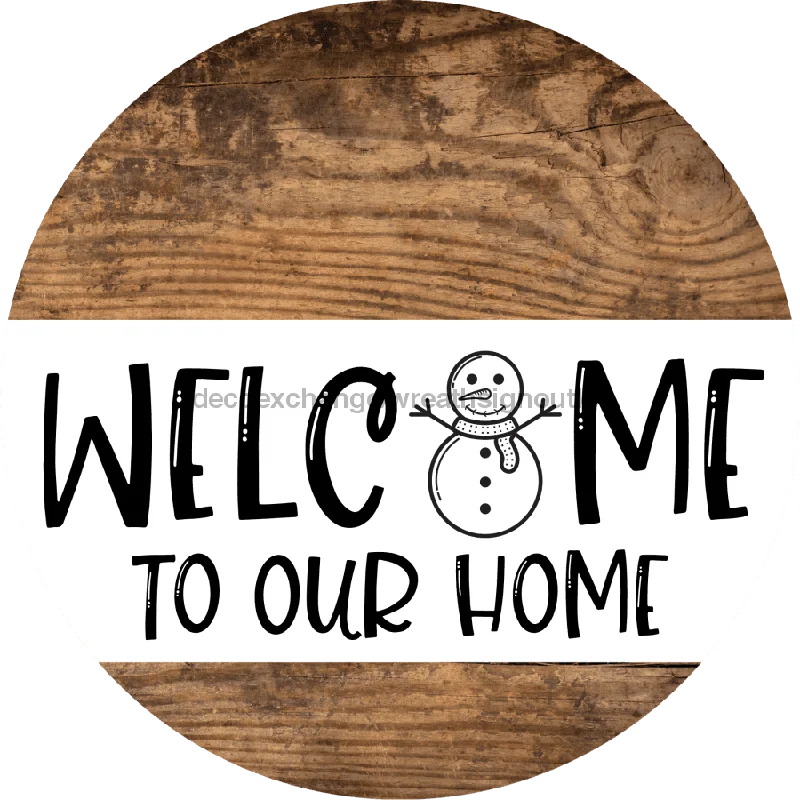 Wreath Sign, Snowman Sign, Christmas Sign, DECOE-2349, Sign For Wreath, Round Sign, 10" Metal Round